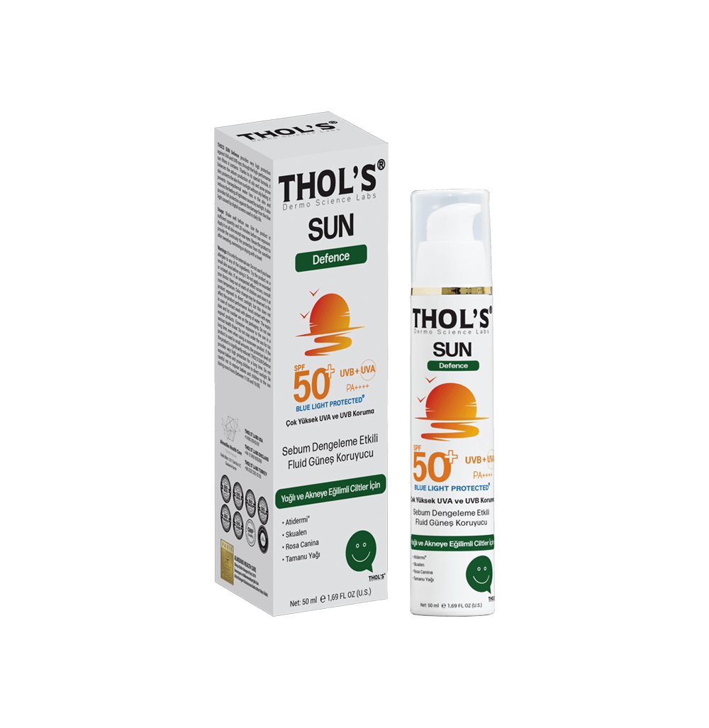 THOL'S SUN Defence (TB8) Fluid Güneş Koruyucu - 50 ml - Yağlı ve Akneye Eğilimli Ciltler İçin Sebum Dengeleme Etkili Fluid Güneş Koruyucu