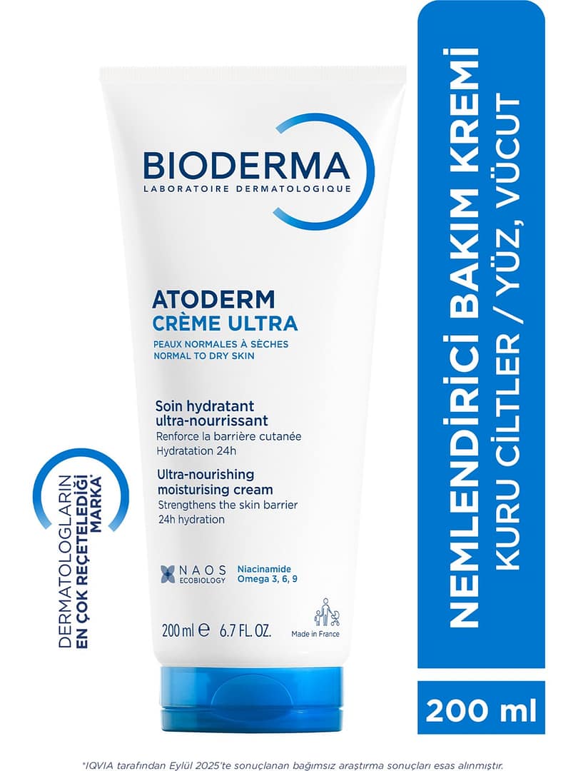 Bioderma Atoderm Cream Ultra Normal ve Kuru Ciltler için Nemlendirici Yüz ve Vücut Bakım Kremi 200 ml