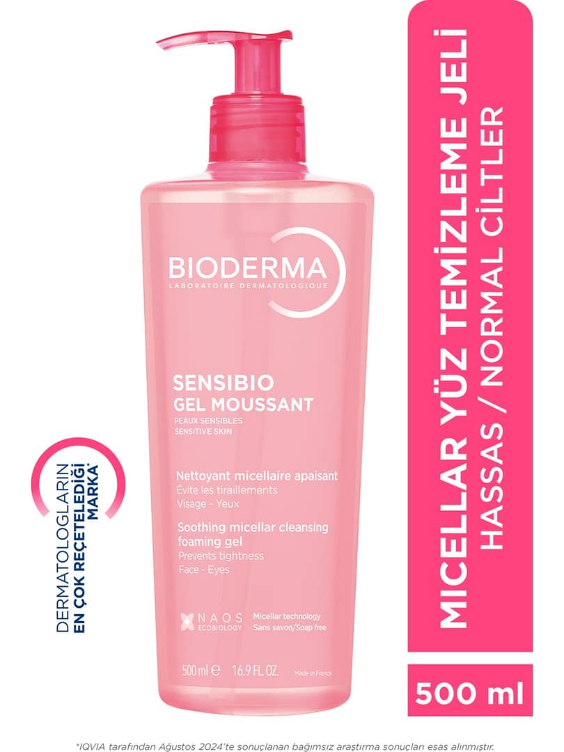 Bioderma Sensibio Foaming Gel Hassas ve Normal Ciltler Durulanan Micellar Yüz Temizleme Jeli 500 ml