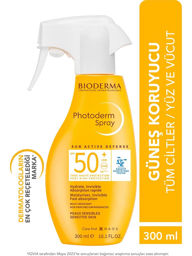 Bioderma Photoderm Spray SPF50+ Tüm Ciltler için Aile BoyuSprey Formda Yüksek Korumalı Güneş Kremi 300 ml